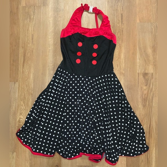 Dansco Dance Costume red and black polka dot dress Size large - Picture 1 of 7